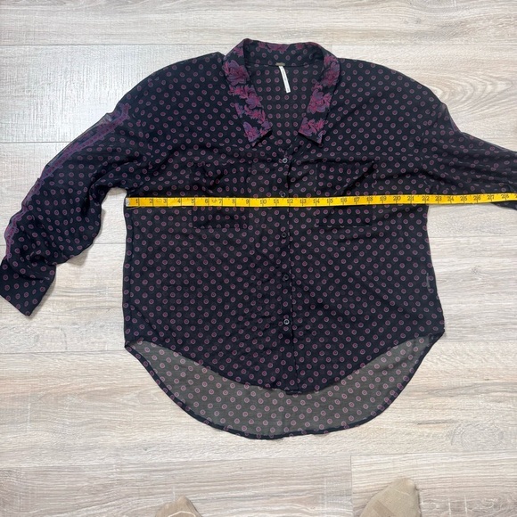 Free People Purple Black Easy Rider Floral
Paisley Button Up Blouse Size Small - Picture 8 of 16